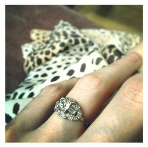 Art Deco Platinum Diamond engagement ring 1.51ctw